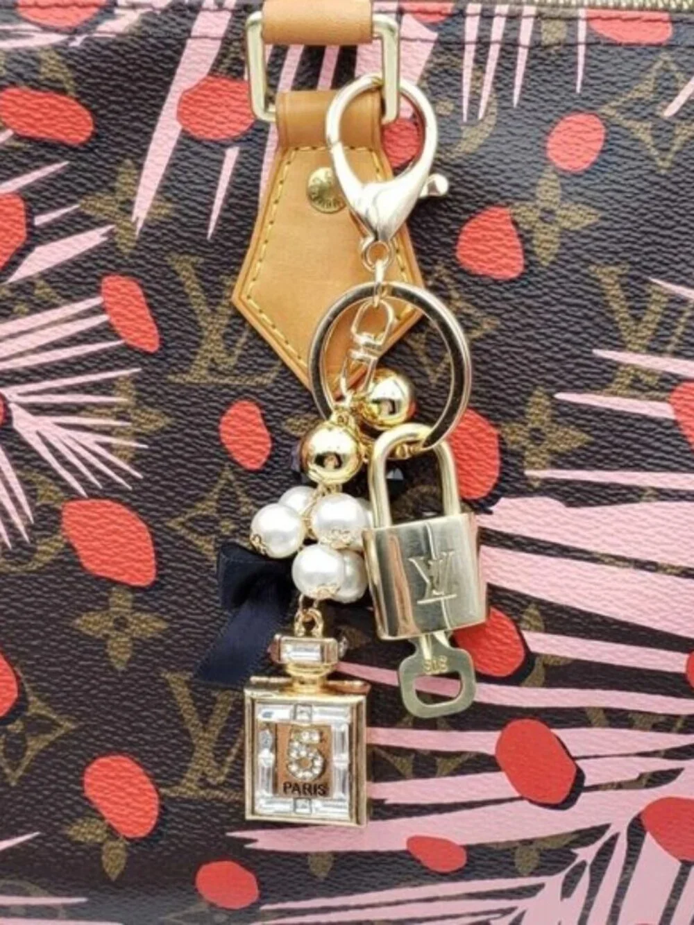 LV Gold Padlock 🔑 Authentic Louis Vuitton Charm + Unbranded Perfume Keychain